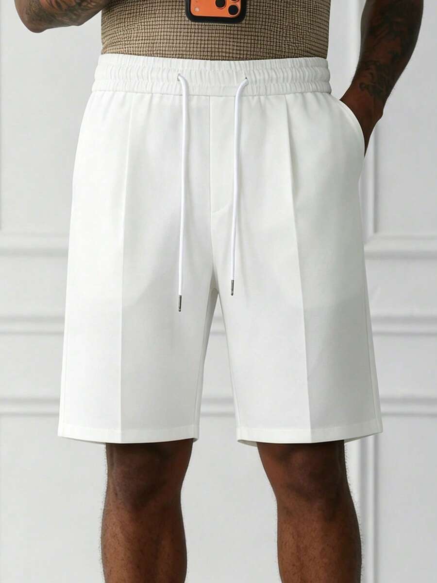 HUEFORM Men's Old Money White Regular Fit Shorts,Wrinkle-Resistant Fabric Is Easy To Care For, A Must-Have For Lazy People.Suitable For Home Relaxation - White - View 1