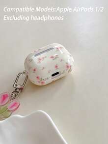 Dainty Pink Rose Floral Earphone Case With Tulip Pendant, Coquette Cover For Gen 1/2/3/4 & Pro Series - Multicolor - View 15