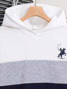 SHEIN 兒童青少年男孩休閒酷感舒適長袖連帽衛衣與長褲套裝 - 彩色 - 查看 3
