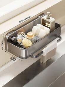 1PC Strong Suction Cup Kitchen Dishcloth Rack Wall Mounted No Drill Multifunctional Sink Sponge Scrubber Steel Wool Holder Organizer For Home Kitchen Farmhouse Cooking Housewarming Gift Must Haves - one size fits all - View 7