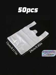 A Set Of 50 White Transparent Plastic Bags, Breakfast Bags, Disposable Food Packaging Bags, Supermarket Grocery Plastic Bags Suitable For Daily Use - transparent - View 17