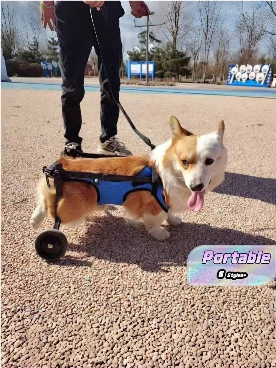 1PC Adjustable Lightweight Durable Pet Dog Wheelchair Mobility Aid With Rear Leg Support For Small Dogs Injury Recovery Indoor Outdoor All Season Rehabilitation Assistant Walking Aid