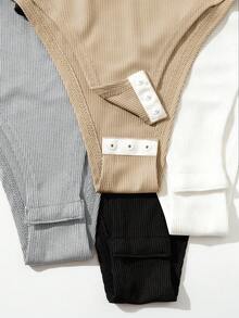 SHEIN Unity 女款純色休閒百搭日常穿搭連身衣 - 彩色 - 查看 4