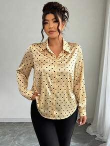 Elenzga 大尺碼休閒通勤波點印花襯衫 - 彩色 - 查看 5