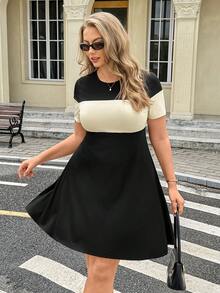 Easura Rochie casual de vară mărimi mari, colorblock, patchwork - Multicolor - Vizualizare 6