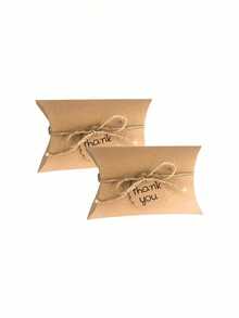 50pcs Kraft Paper Pillow Candy Boxes Foldable Gift Box With 20m Jute Rope Jewelry Holder Wedding Birthday Holiday Party - Multicolor - View 7