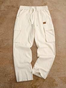 VENTUSAIL Men's Casual Beige Cargo Pants, Comfortable Trousers For Spring/Summer, Holiday - White - View 3