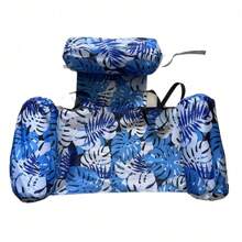 1pc Floating Pool Lounge Chair, Adult Inflatable Pool Hammock Chair, Pool Floating Bed Chair, Floating Pool Sofa With Blue Floral Pattern, Suitable For Summer Pool Party - Multicolor - View 14