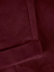 EMERY ROSE Plus Size Women's Casual Pure Cotton Solid Color Long Pants With Pockets And Button Closure - Burgundy - View 4