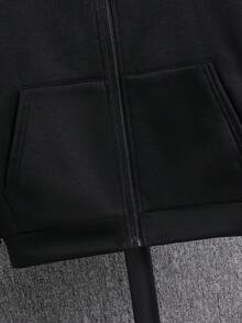 SHEIN 兒童 Bolty 十字玫瑰紋理帥氣龐克復古態度個性化大童男孩休閒衛衣，秋冬穿搭，亦適合夏季 - 黑色 - 查看 7