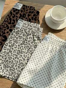 SHEIN EZwear 3件套女士休闲迷彩印花短裤套装，梭织面料，舒适日常穿着 - 彩色 - 查看 3