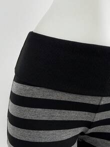 Elamini Women's Summer Vintage Sexy Casual Fashion Versatile Party Clubbing Daily Streetwear Black And White Striped Striped Fabric Patchwork Low Waist Shorts - Multicolor - View 5