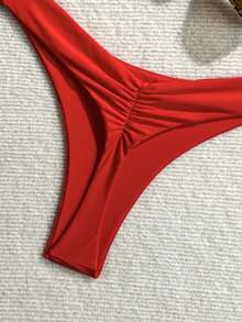 Swim SXY Women's Solid Color Ruched Triangle Bikini Bottom, Suitable For Summer Vacation And Beach - Multicolor - View 6