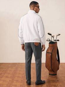 Tonviero Chaqueta casual de hombre con estampado de letras, para primavera/otoño, estilo fútbol - Blanco - Ver 2
