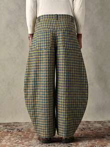 SWAVVY Men's Plaid Casual Versatile Everyday Travel Long Pants - Yellow - View 3