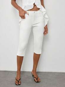Maija Women's Casual Elegant Versatile Slim Fit Cropped Pants, Going Out Everyday Tea Party Vacation Brunch Picnic Outfits, Work For White Summer - White - View 7
