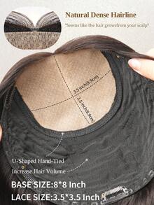 8x8 Inch (20x20cm) Hair Toppers For Women 100% Real Human Hair Pieces For Women Color NC# Natural Black Real Human Hair Pieces With Loss Or Thinning No Bangs For Add Volume Hair Skin Scalp Clip In Hair Extensions  Hair Clip - Natural Black - View 4