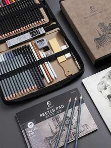 Four Options Of Sketch Pencil Sets With 39/57/81/105 Pieces Are Available. This Professional Charcoal Art Set Is Perfect For Sketching And Figure Drawing. It Comes With A Portable Canvas Storage Bag And Is Cost-Effective. - Sets - View 6