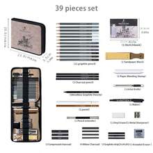 Four Options Of Sketch Pencil Sets With 39/57/81/105 Pieces Are Available. This Professional Charcoal Art Set Is Perfect For Sketching And Figure Drawing. It Comes With A Portable Canvas Storage Bag And Is Cost-Effective. - Sets - View 7