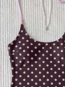 Elavelle Conjunto de bikini para mujer con estampado aleatorio, cuello halter y decoración de lazo, primavera/verano - Multicolor - Ver 5