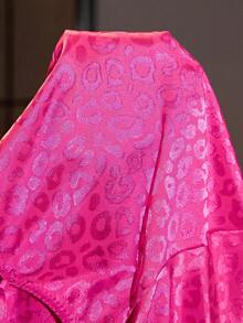 SilkySpell Plus Size Hot Girl Magenta Jacquard Leopard Print Lace Cami Sexy Nightgown Sleepwear - Rose Red - View 7