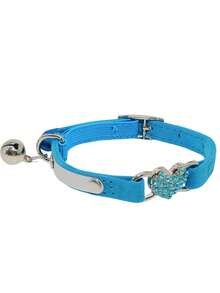 1pc Pet Collar With Rhinestone Heart & Bell Decoration, Cat Collar - Multicolor 3 - View 6
