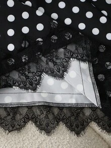 GlowEve 女士时尚波点深V蕾丝拼接不对称下摆优雅吊带背心，适合日常、度假、外出、派对、春夏穿着。 - 彩色 - 查看 8