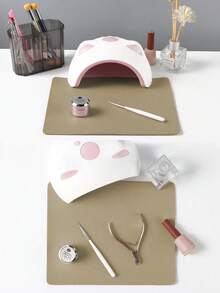 Alas Meja Nail Art Tahan Air dan Tahan Lama, Terbuat dari Kulit PU yang Tahan Air dan Lembut, Dirancang untuk Meja Studio dan Sandaran Tangan Nail Art yang Dapat Dilipat. Ideal untuk Seniman Kuku di Salon dan untuk Penggunaan di Rumah. - Krem - View 6