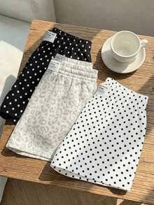 SHEIN EZwear 3件組舒適女款休閒短褲，梭織面料，適合日常穿著，迷彩印花短褲套裝 - 彩色 - 查看 5