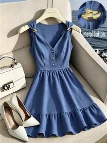 SHEIN Dusty Blue Summer Elegant Holiday Tea Party Vacation Floral Print Deep V-Neck Spaghetti Strap Maxi Dress Vintage Palace Style A-Line Long Dress Mesh - Black - View 4
