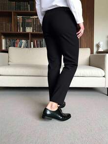 Manfinity Homme Men's Black Dress Pants, Versatile Suit Trousers, Suitable For Various Occasions, Elegant Business Casual Pants - Black - View 2