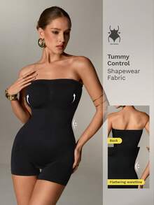 Nuvra Women's Solid Color Wrap Chest One-Piece Romper Everyday Black Summer Basic Gym - Black - View 1