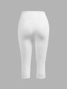 SHEIN SXY 女款 95% 棉黑白蝴蝶結七分內搭褲；運動/瑜珈；商務休閒；辦公室；四季適用； - 彩色 - 查看 4