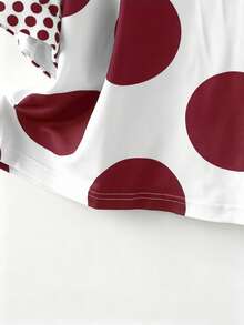 Linhara Plus Size Women Polka Dot Patchwork T-Shirt, Suitable For Daily Commute In Spring And Summer - Multicolor - View 4