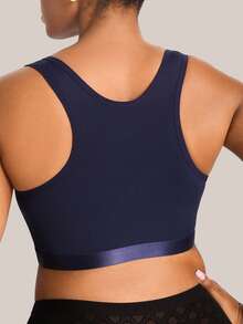Barelissa Sujetador inalámbrico de talla grande para mujer con parches de malla cómodos - Azul - Ver 2