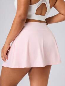 SHEIN Rhythm Era Women's Plus Size Solid Color Sports Skort Tennis Baby Pink Summer - Pink - View 2