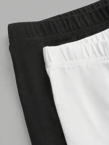 SHEIN SXY 女款 95% 棉黑白蝴蝶結七分內搭褲；運動/瑜珈；商務休閒；辦公室；四季適用； - 彩色 - 查看 6