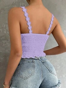 Glyssa 女款花卉刺繡圖案修身百搭日常穿著上衣 - 淡紫色 - 查看 2