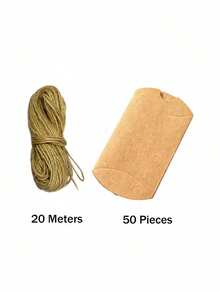 50pcs Kraft Paper Pillow Candy Boxes Foldable Gift Box With 20m Jute Rope Jewelry Holder Wedding Birthday Holiday Party - Multicolor - View 9