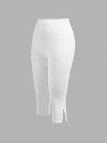 SHEIN SXY 女款 95% 棉黑白蝴蝶結七分內搭褲；運動/瑜珈；商務休閒；辦公室；四季適用； - 彩色 - 查看 5
