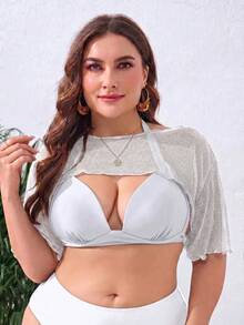 Swim SXY 大尺碼度假海灘超短款套頭罩衫 - 灰色 - 查看 1
