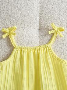 SHEIN Playful Pals 2件組夏季女童洋裝，黃色細肩帶純色與檸檬印花洋裝套裝，適合休閒日常穿著，女童專屬 - 彩色 - 查看 5