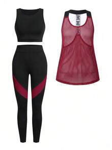 SHEIN Sports 女款背心與緊身褲運動套裝 - 彩色 - 查看 3