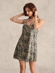 EverLounge 1 buah Gaun Tidur Camisole Motif Leopard Bahan Sutra Imitasi - MultiWarna - View 5