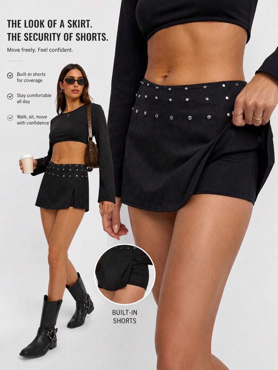 Avenya Metal Ring Decor Ribbed Square Neck Camisole Top, Slim Fit Sleeveless Cropped Tank Top, Casual Y2K Basic Vest For Daily Street Summer Wear