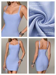 Nuvra Spaghetti Strap Elegant Bandage Patchwork Bodycon Commuter Dress Clubbing Light Purple Summer - Dusty Purple - View 10