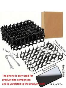 12pcs Anti-Cat Deterrent Spikes - Plastic Cat Repelling Thorn Net With Barbed Wire Design, Suitable For Cat, Indoor/Outdoor Use, Black, Pet Product | Modular Nail Bar | Easy Installation - multicolor - View 9