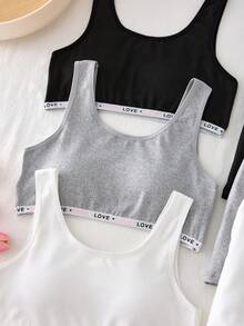 Bộ 3 món cho bé gái tuổi teen gồm áo tank top cơ bản và quần short nam, họa tiết băng dệt hình trái tim, màu trắng xám đen, chất mềm mại thoải mái, phong cách đơn giản ngọt ngào - Nhiều màu - Xem 6
