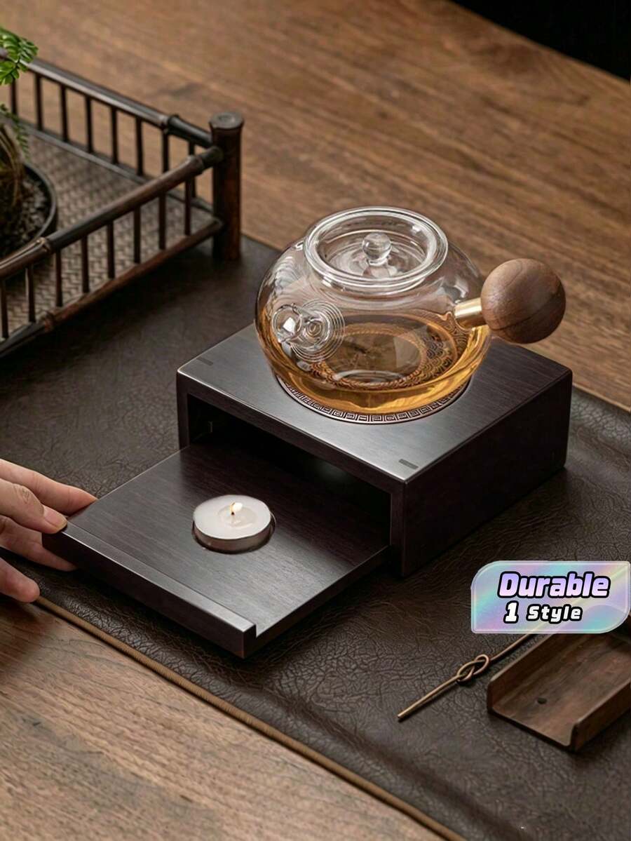 1Pc Teapot Warmer Stand With Candle For Heating And Warming Tea, Portable Teapot Heating Base, Non-Electric Heat Preservation Accessory, Ideal For Tabletop Tea Brewing, Creates An Amazing Cozy Atmosphere - Multicolor - View 1