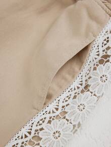 Balvessa Celana Jeans Wanita dengan Patchwork Renda Warna Kontras - Khaki - View 7